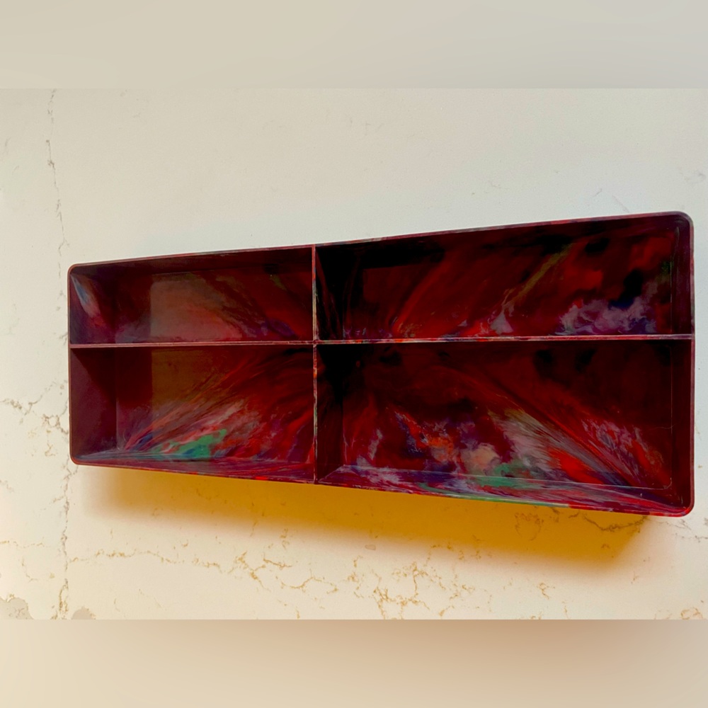 Vintage Melmac Melamine Confetti red/purple jewelry cosmetic Tray